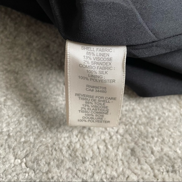 Rebecca Taylor Black Linen Blend Silk Panel Lace Up Bustier Corset Dress Size 8 - Picture 8 of 11